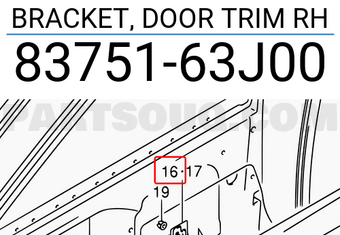 Suzuki 8375163J00 BRACKET, DOOR TRIM RH