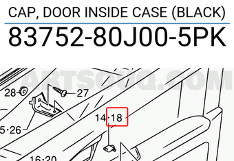 Suzuki 8375280J005PK CAP, DOOR INSIDE CASE (BLACK)