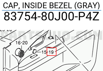 Suzuki 8375480J00P4Z CAP, INSIDE BEZEL (GRAY)