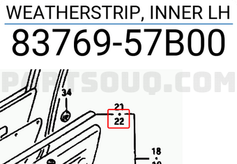 Suzuki 8376957B00 WEATHERSTRIP, INNER LH