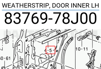 Suzuki 8376978J00 WEATHERSTRIP, DOOR INNER LH
