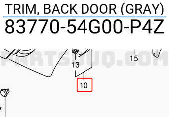 Suzuki 8377054G00P4Z TRIM, BACK DOOR (GRAY)