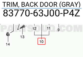 Suzuki 8377063J00P4Z TRIM, BACK DOOR (GRAY)