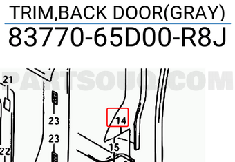 Suzuki 8377065D00R8J TRIM,BACK DOOR(GRAY)