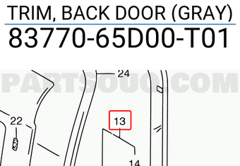 Suzuki 8377065D00T01 TRIM, BACK DOOR (GRAY)