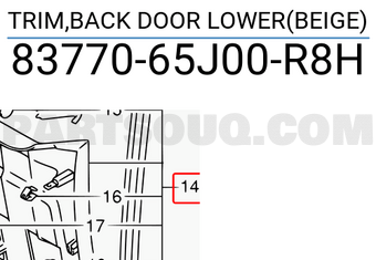 Suzuki 8377065J00R8H TRIM,BACK DOOR LOWER(BEIGE)
