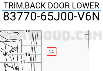 Suzuki 8377065J00V6N TRIM,BACK DOOR LOWER