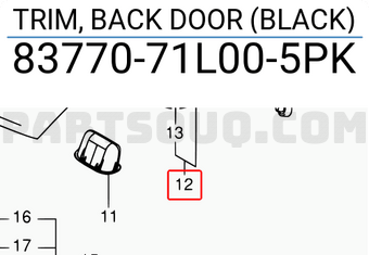 Suzuki 8377071L005PK TRIM, BACK DOOR (BLACK)