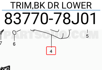 Suzuki 8377078J01 TRIM,BK DR LOWER