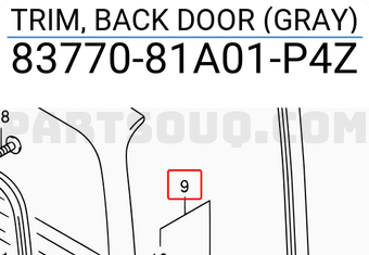 Suzuki 8377081A01P4Z TRIM, BACK DOOR (GRAY)