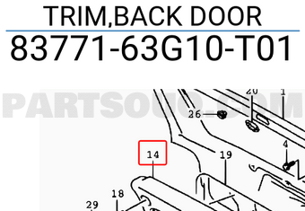 Suzuki 8377163G10T01 TRIM,BACK DOOR