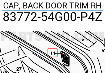 Suzuki 8377254G00P4Z CAP, BACK DOOR TRIM RH