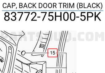 Suzuki 8377275H005PK CAP, BACK DOOR TRIM (BLACK)