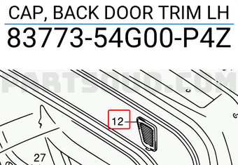 Suzuki 8377354G00P4Z CAP, BACK DOOR TRIM LH