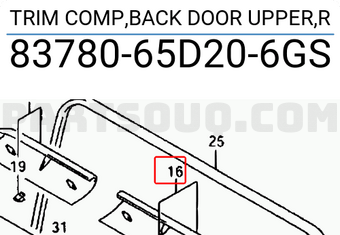 Suzuki 8378065D206GS TRIM COMP,BACK DOOR UPPER,R