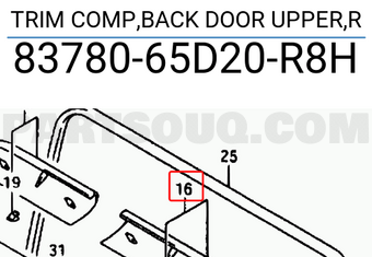 Suzuki 8378065D20R8H TRIM COMP,BACK DOOR UPPER,R