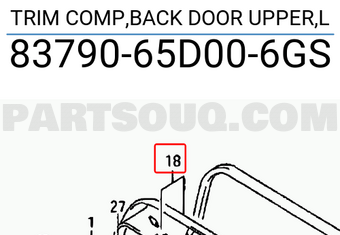 Suzuki 8379065D006GS TRIM COMP,BACK DOOR UPPER,L