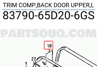 Suzuki 8379065D206GS TRIM COMP,BACK DOOR UPPER,L