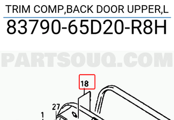 Suzuki 8379065D20R8H TRIM COMP,BACK DOOR UPPER,L