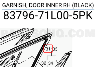 Suzuki 8379671L005PK GARNISH, DOOR INNER RH (BLACK)