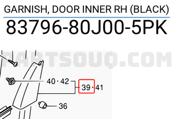 Suzuki 8379680J005PK GARNISH, DOOR INNER RH (BLACK)