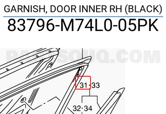 Suzuki 83796M74L005PK GARNISH, DOOR INNER RH (BLACK)