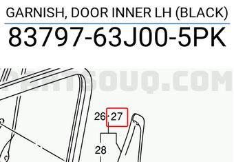 Suzuki 8379763J005PK GARNISH, DOOR INNER LH (BLACK)