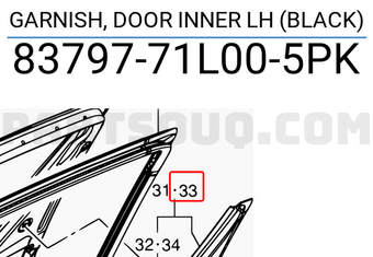 Suzuki 8379771L005PK GARNISH, DOOR INNER LH (BLACK)