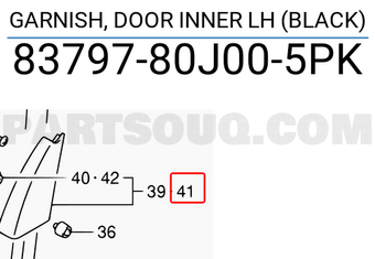 Suzuki 8379780J005PK GARNISH, DOOR INNER LH (BLACK)