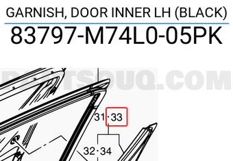 Suzuki 83797M74L005PK GARNISH, DOOR INNER LH (BLACK)