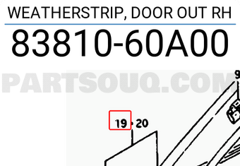 Suzuki 8381060A00 WEATHERSTRIP, DOOR OUT RH