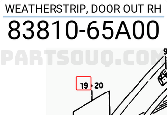 Suzuki 8381065A00 WEATHERSTRIP, DOOR OUT RH