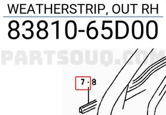 Suzuki 8381065D00 WEATHERSTRIP, OUT RH