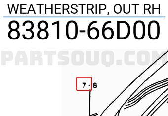 Suzuki 8381066D00 WEATHERSTRIP, OUT RH