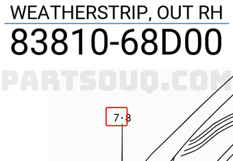 Suzuki 8381068D00 WEATHERSTRIP, OUT RH
