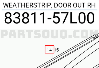 Suzuki 8381157L00 WEATHERSTRIP, DOOR OUT RH
