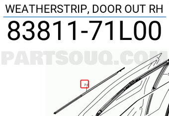 Suzuki 8381171L00 WEATHERSTRIP, DOOR OUT RH