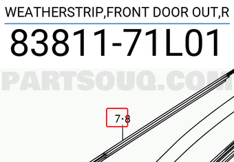 Suzuki 8381171L01 WEATHERSTRIP,FRONT DOOR OUT,R