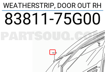 Suzuki 8381175G00 WEATHERSTRIP, DOOR OUT RH