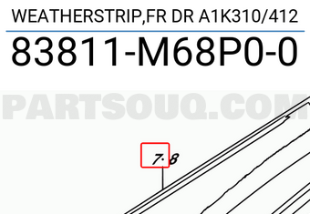 Suzuki 83811M68P00 WEATHERSTRIP,FR DR A1K310/412