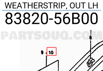 Suzuki 8382056B00 WEATHERSTRIP, OUT LH