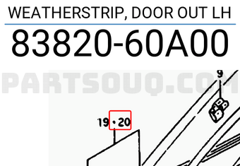 Suzuki 8382060A00 WEATHERSTRIP, DOOR OUT LH