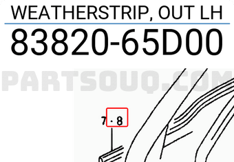 Suzuki 8382065D00 WEATHERSTRIP, OUT LH