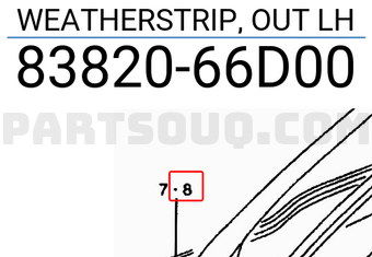 Suzuki 8382066D00 WEATHERSTRIP, OUT LH