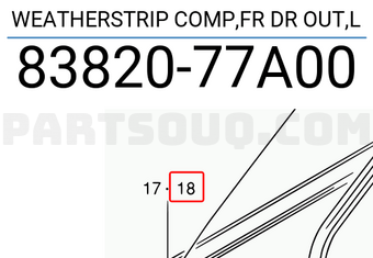 Suzuki 8382077A00 WEATHERSTRIP COMP,FR DR OUT,L