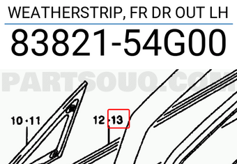 Suzuki 8382154G00 WEATHERSTRIP, FR DR OUT LH