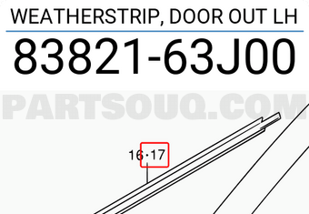 Suzuki 8382163J00 WEATHERSTRIP, DOOR OUT LH