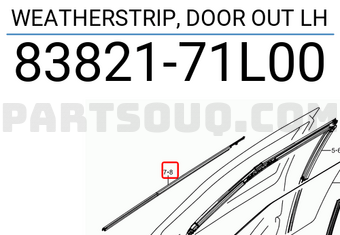 Suzuki 8382171L00 WEATHERSTRIP, DOOR OUT LH