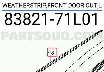 Suzuki 8382171L01 WEATHERSTRIP,FRONT DOOR OUT,L