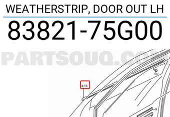 Suzuki 8382175G00 WEATHERSTRIP, DOOR OUT LH